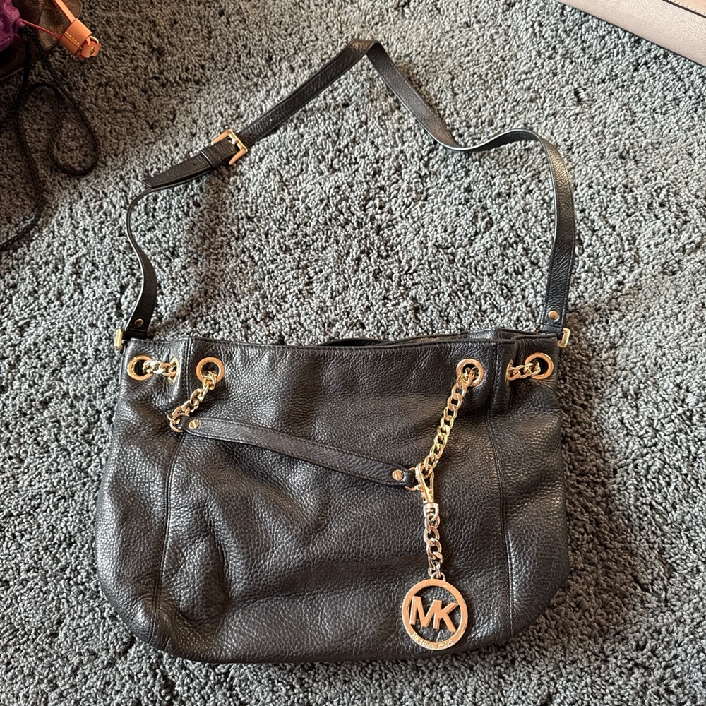 Michael Kors Black Shoulder Bag with Gold Chain